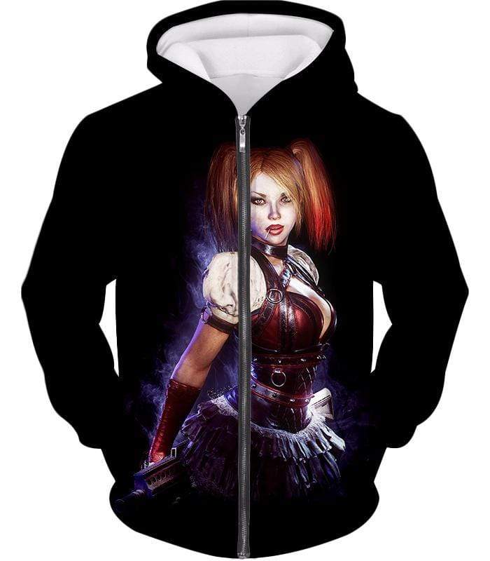 OtakuForm-OP Sweatshirt Zip Up Hoodie / XXS Amazing Harley Quinn Fan Art HD Awesome Black ] Sweatshirt