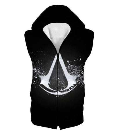 OtakuForm-OP Sweatshirt Hooded Tank Top / XXS Amazing Logo Assassin's Creed Cool Black Sweatshirt