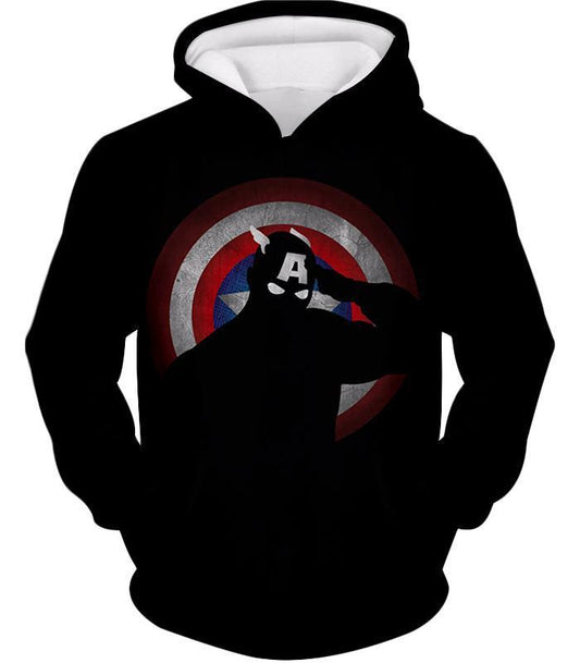 OtakuForm-OP Hoodie Hoodie / XXS American Comic Hero Captain America Silhouette Promo Black Hoodie