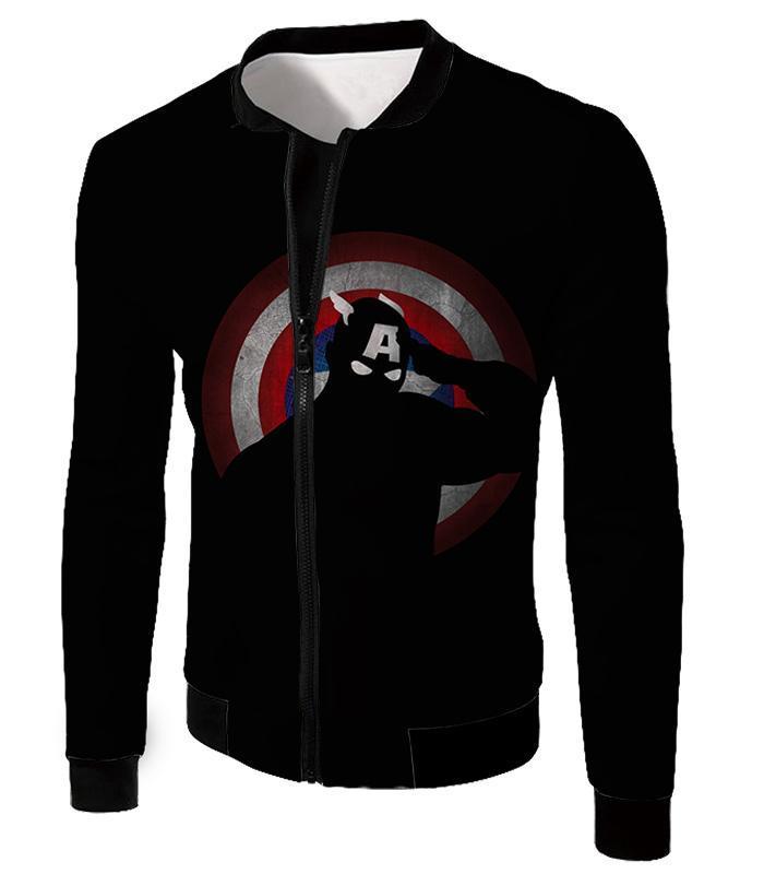 OtakuForm-OP Hoodie Jacket / XXS American Comic Hero Captain America Silhouette Promo Black Hoodie