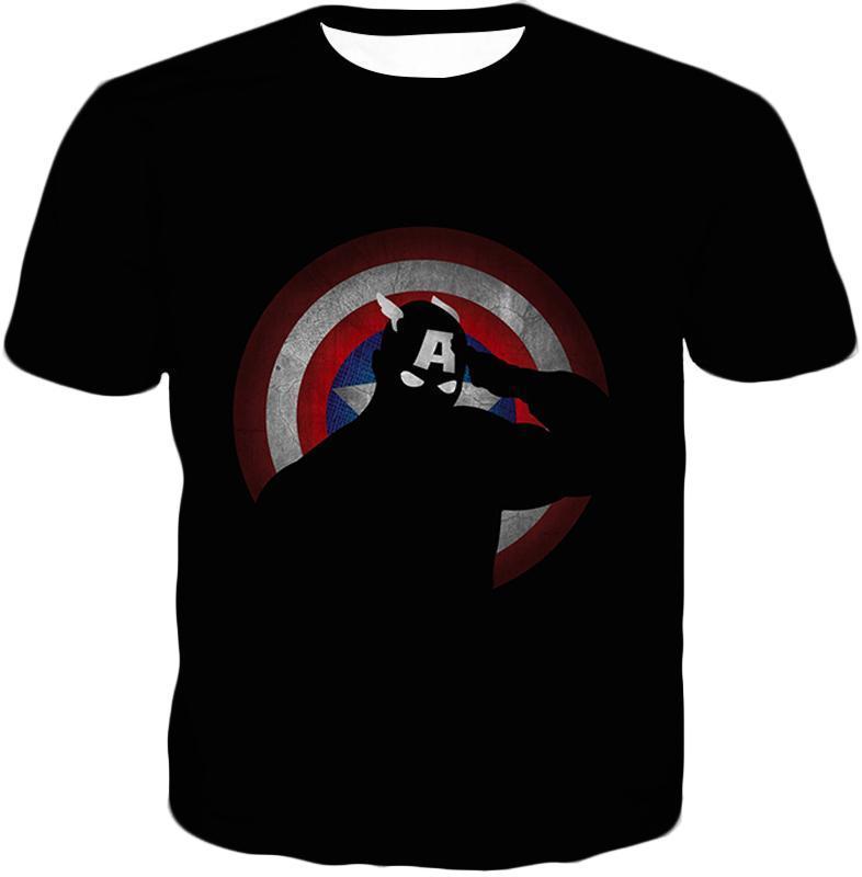 OtakuForm-OP T-Shirt T-Shirt / XXS American Comic Hero Captain America Silhouette Promo Black T-Shirt