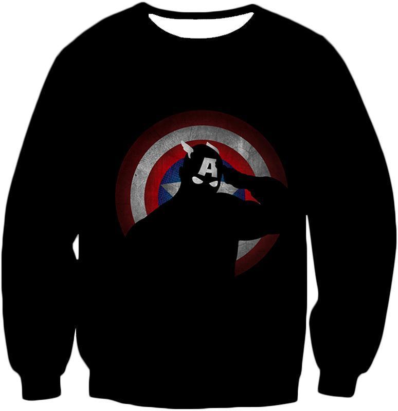 OtakuForm-OP T-Shirt Sweatshirt / XXS American Comic Hero Captain America Silhouette Promo Black T-Shirt
