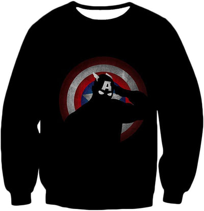 OtakuForm-OP T-Shirt Sweatshirt / XXS American Comic Hero Captain America Silhouette Promo Black T-Shirt