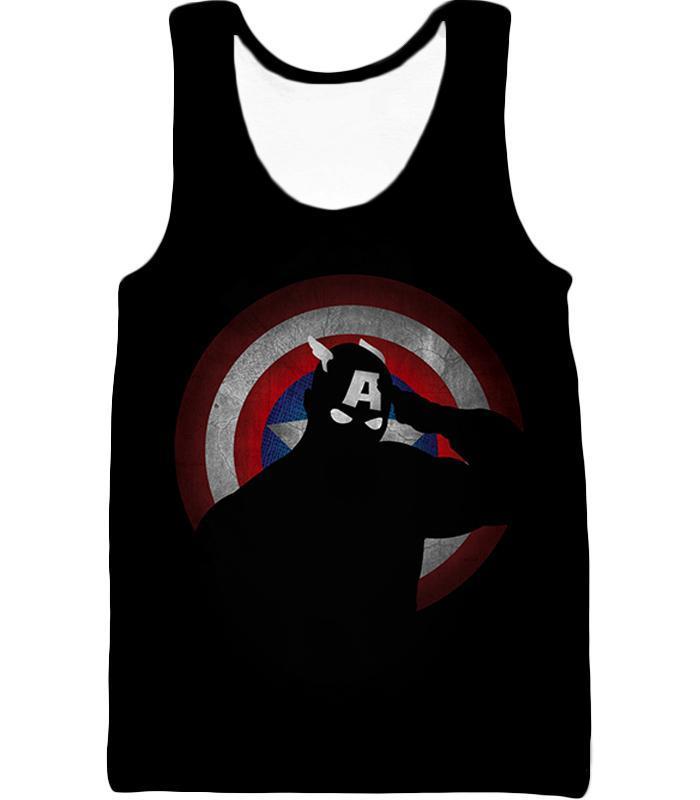 OtakuForm-OP Zip Up Hoodie Tank Top / XXS American Comic Hero Captain America Silhouette Promo Black Zip Up Hoodie