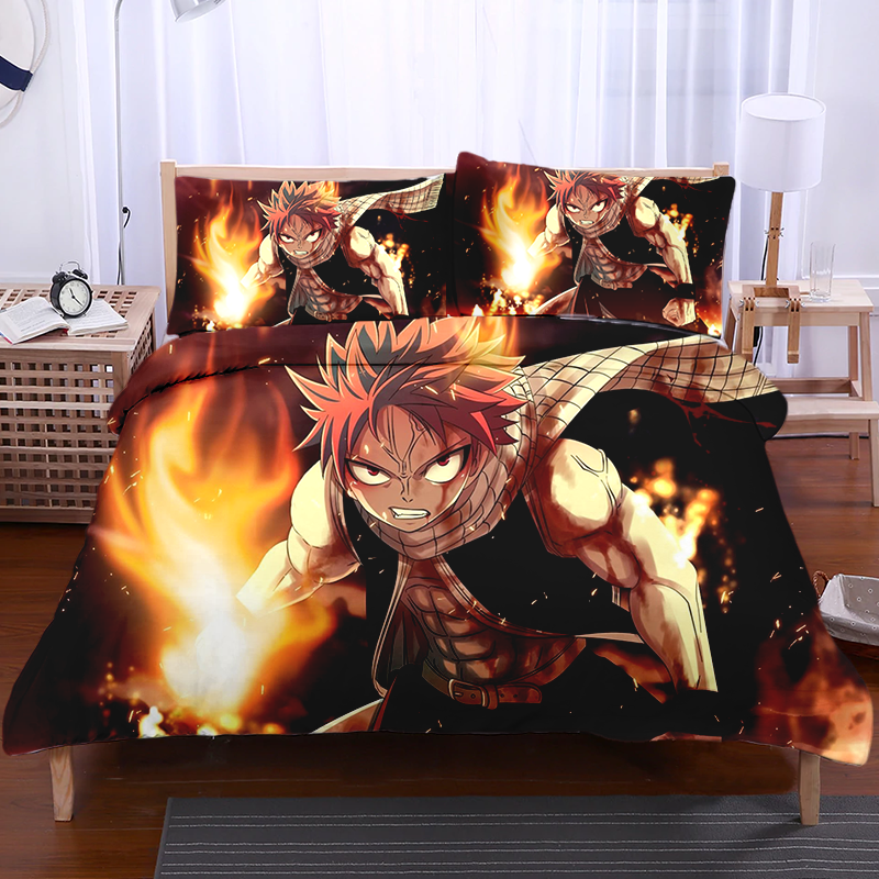 Fairytail Bedset TWIN Angry Natsu Dragneel Bedset - Fairy Tail 3D Printed Bedset