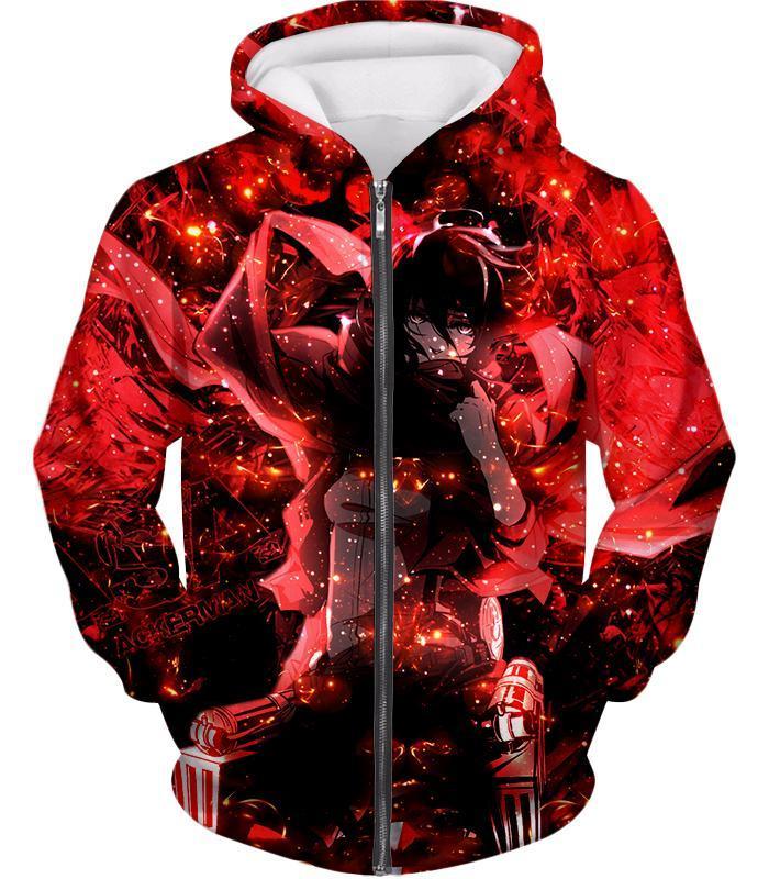 OtakuForm-OP Sweatshirt Zip Up Hoodie / US XXS (Asian XS) Attack on Titan Awesome Mikasa Ackerman Fan Promo Sweatshirt
