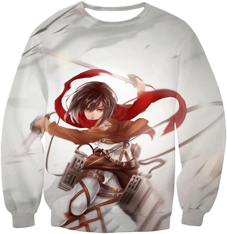 OtakuForm-OP Sweatshirt Sweatshirt / US XXS (Asian XS) Attack on Titan Cute Mikasa Ackerman White Sweatshirt