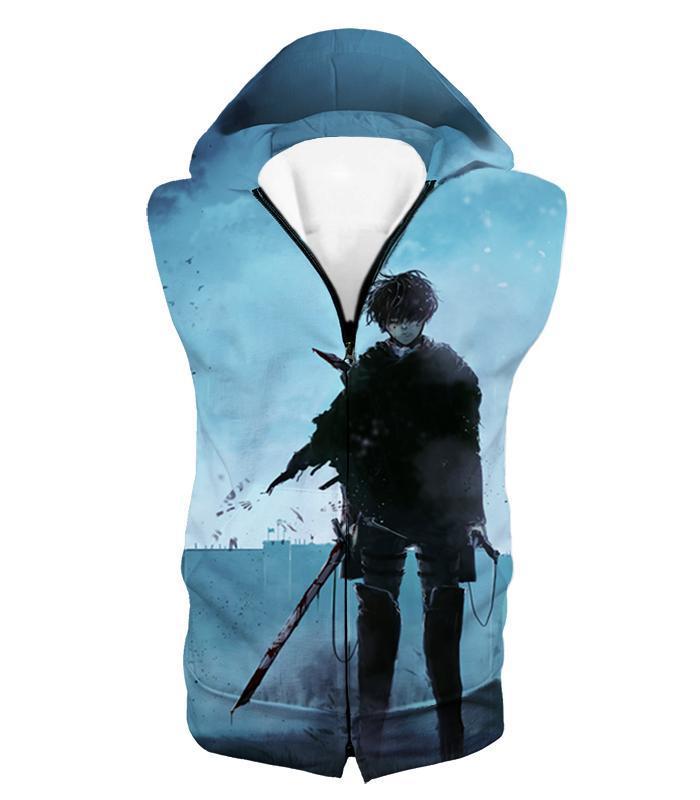 OtakuForm-OP Hoodie Hooded Tank Top / US XXS (Asian XS) Attack on Titan Deadly Fighter Captain Levi Blue Hoodie
