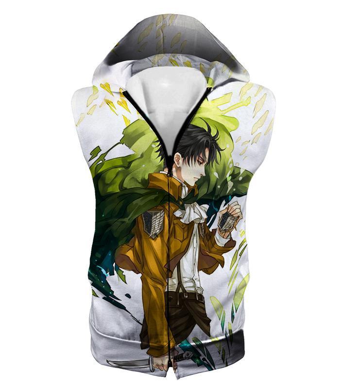 OtakuForm-OP Hoodie Hooded Tank Top / XXS Attack On Titan Hoodie - Attack on Titan Awesome Survey Corp Soldier Levi Ackerman Ultimate Anime White Hoodie