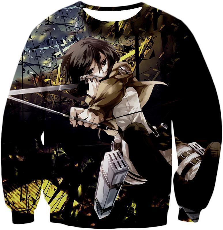 OtakuForm-OP T-Shirt Sweatshirt / US XXS (Asian XS) Attack on Titan Mikasa Ackerman Wings of Freedom Black T-Shirt