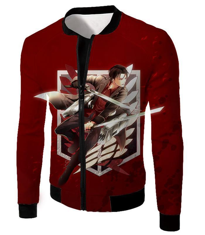 OtakuForm-OP Sweatshirt Jacket / XXS Attack On Titan Sweatshirt - Attack on Titan Humanitys Strongest Soldier Levi Ackerman of Survey Corps Cool Red Sweatshirt
