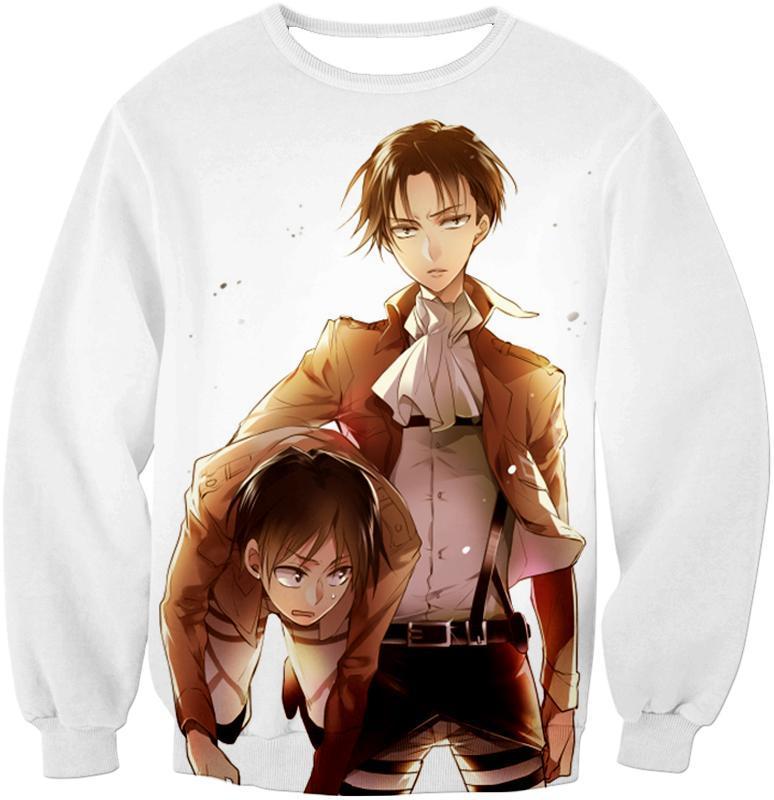 OtakuForm-OP T-Shirt Sweatshirt / XXS Attack On Titan T-Shirt - Attack on Titan Captain Levi X Eren Yeager Cool Anime Promo White T-Shirt