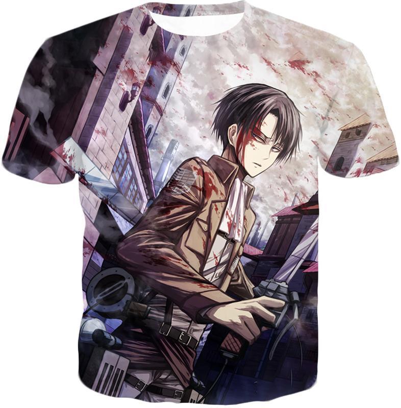 OtakuForm-OP T-Shirt T-Shirt / XXS Attack On Titan T-Shirt - Attack on Titan Covered with Blood Ultimate Hero Levi Ackerman Anime Action T-Shirt