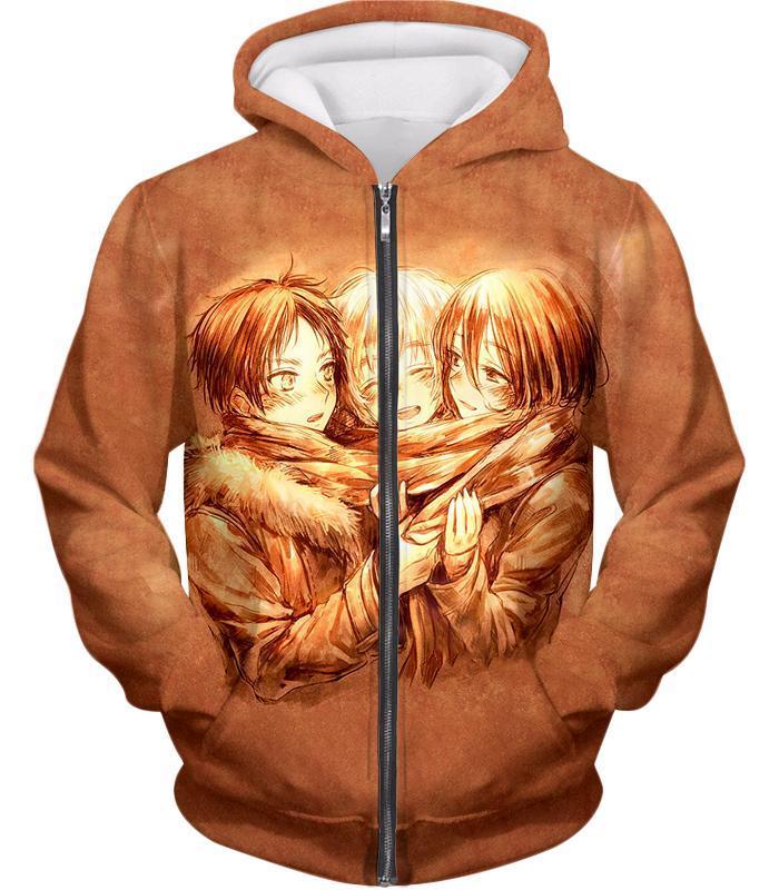 OtakuForm-OP T-Shirt Zip Up Hoodie / XXS Attack On Titan T-Shirt - Attack on Titan Three Best Childhood Friends Eren X Mikasa X Armin Cool Anime Promo T-Shirt