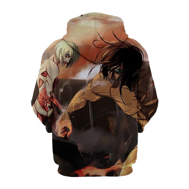 Attack On Titan Hoodie XXS Attack Titan and Female Titan Wall Battle Hoodie - Attack On Titan AOT Hoodie