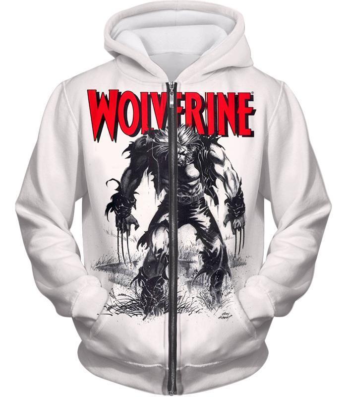Otakuform-OP Hoodie Zip Up Hoodie / XXS Awesome Animated Wolverine Promo Cool White Hoodie