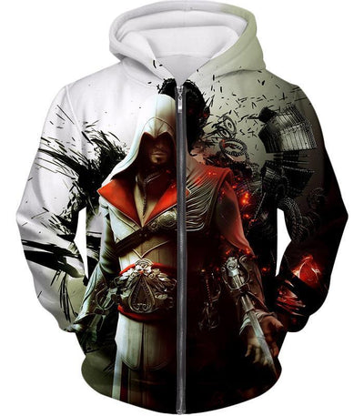OtakuForm-OP Hoodie Zip Up Hoodie / XXS Awesome Assassin Ezio Firenze Super Cool Graphic Promo Hoodie