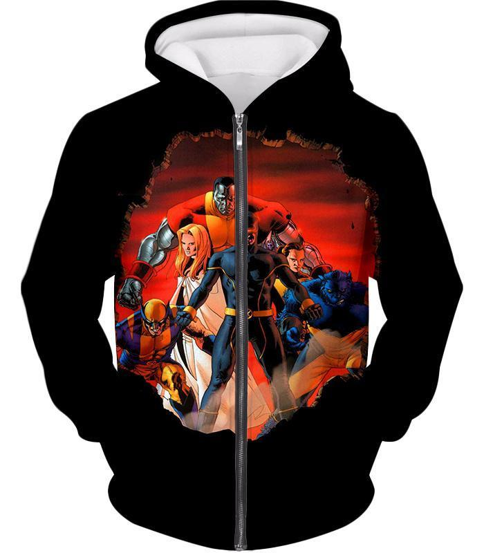 OtakuForm-OP T-Shirt Zip Up Hoodie / XXS Awesome X-Men Heroes Black T-Shirt