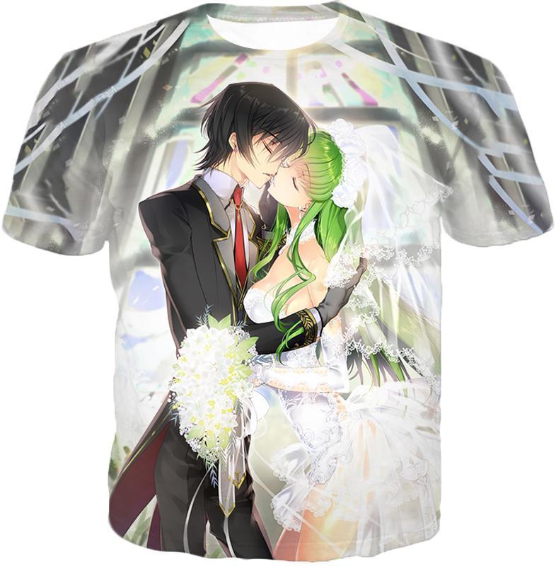 OtakuForm-OP T-Shirt T-Shirt / XXS Beautiful Anime Couple Kiss C.C. x Lelouch Cute Poster T-Shirt