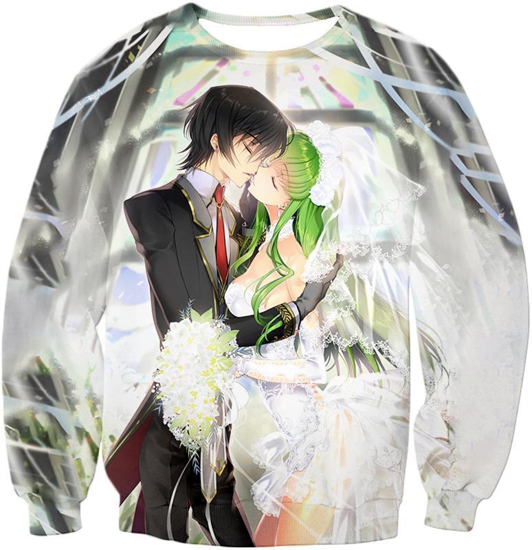 OtakuForm-OP T-Shirt Sweatshirt / XXS Beautiful Anime Couple Kiss C.C. x Lelouch Cute Poster T-Shirt
