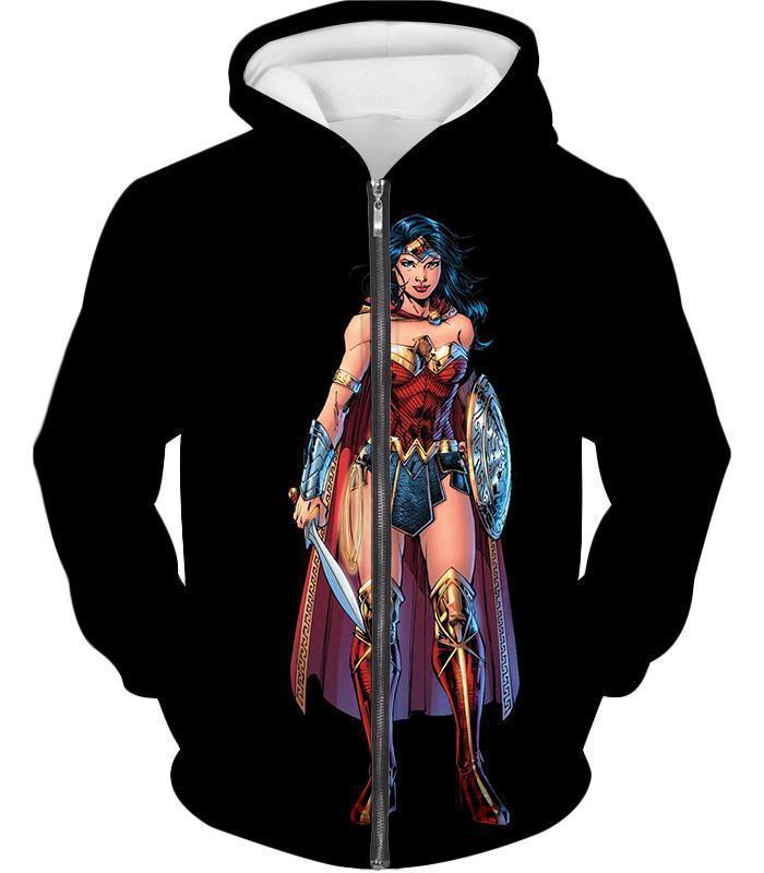 Otakuform-OP T-Shirt Zip Up Hoodie / XXS Best Amazonian Wonderwoman Cool Black T-Shirt