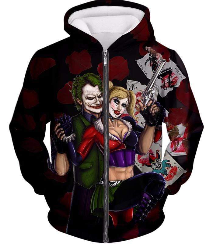 OtakuForm-OP Sweatshirt Zip Up Hoodie / XXS Best Villain Couple Joker X Harley Quinn Graphic Sweatshirt