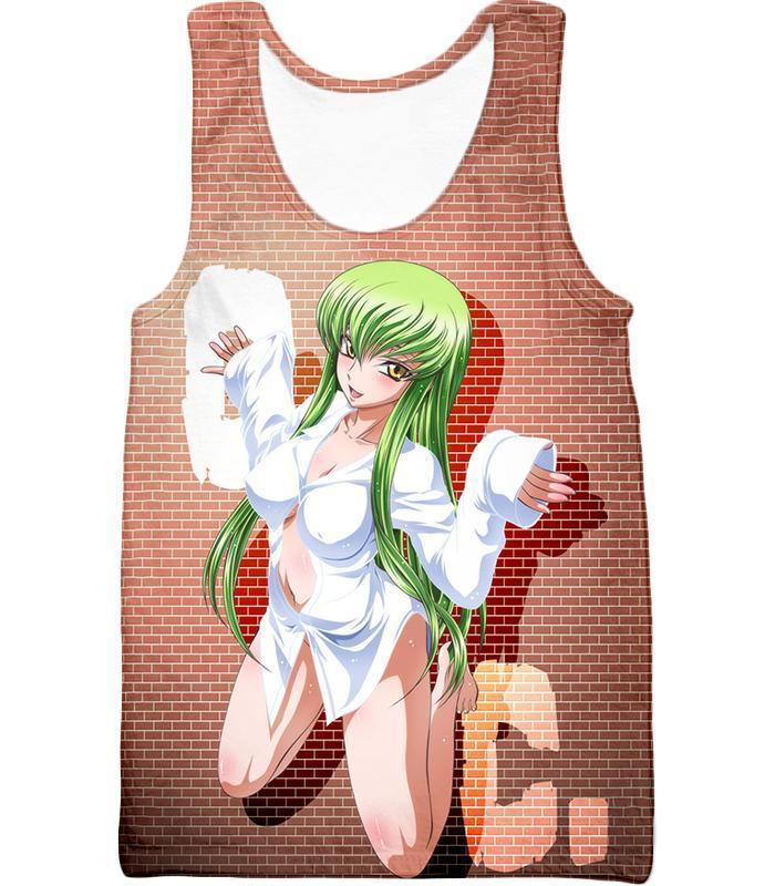OtakuForm-OP T-Shirt Tank Top / XXS Code Geass Green Haired Anime Beauty C.C Promo Cool Brick Patterned T-Shirt