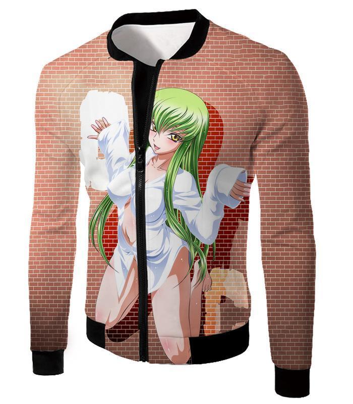 OtakuForm-OP T-Shirt Jacket / XXS Code Geass Green Haired Anime Beauty C.C Promo Cool Brick Patterned T-Shirt