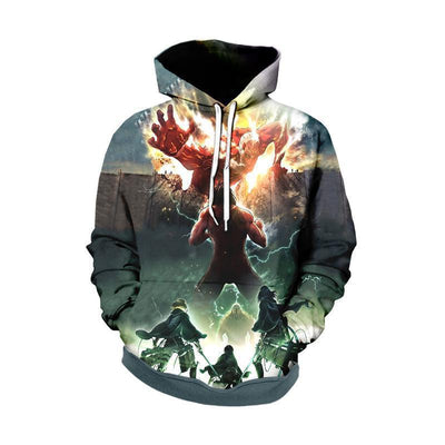 Attack On Titan Zip Up Hoodie XXS / Pull Over Hoodie Colossal Titan with Eren Mikasa and Armin - Attack On Titan Zip Up Hoodie Jacket