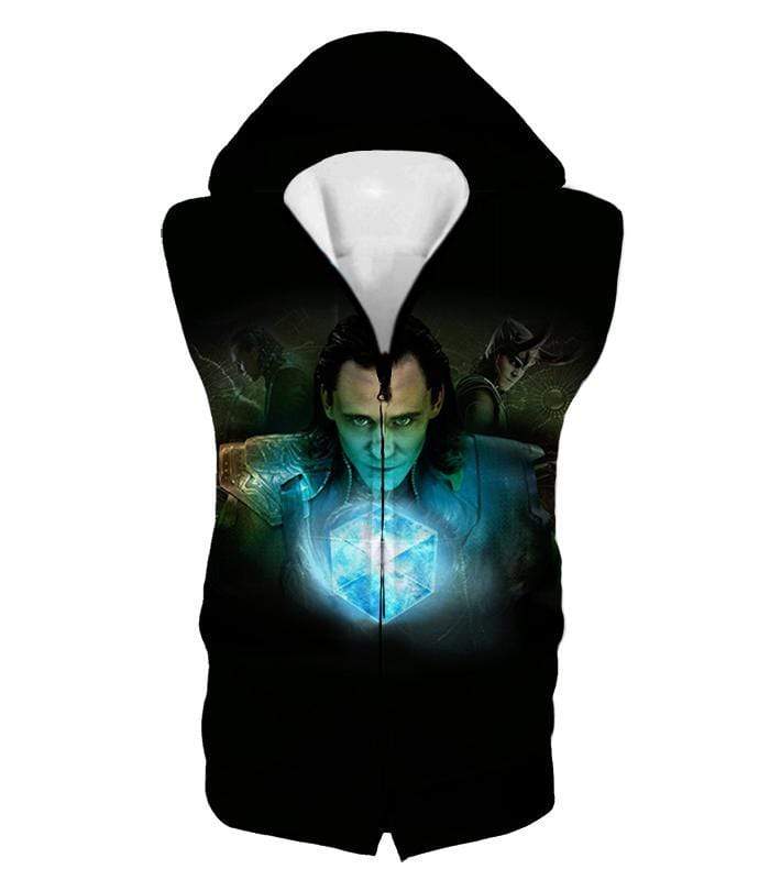 OtakuForm-OP Sweatshirt Hooded Tank Top / XXS Cool Anti-Hero Loki with Mind Stone Amazing Black Sweatshirt