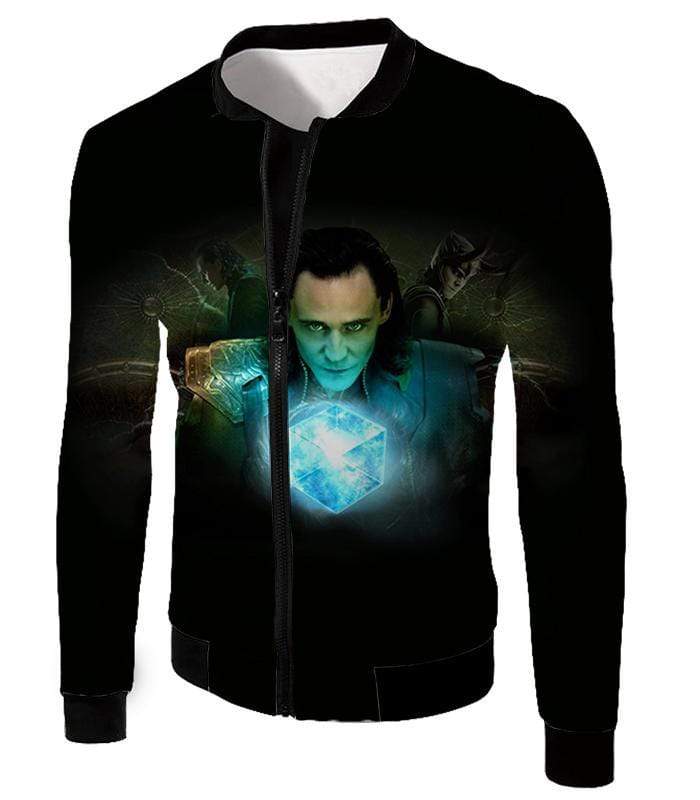 OtakuForm-OP Sweatshirt Jacket / XXS Cool Anti-Hero Loki with Mind Stone Amazing Black Sweatshirt