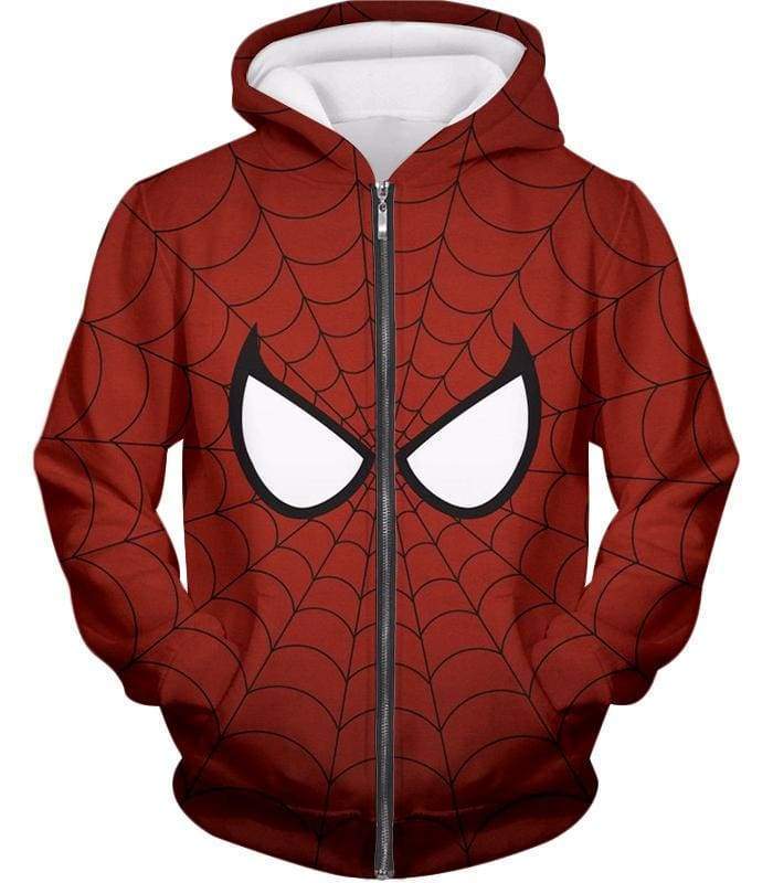 OtakuForm-OP Sweatshirt Zip Up Hoodie / XXS Cool Spider Net Patterned Spidey Eyes Red  Sweatshirt