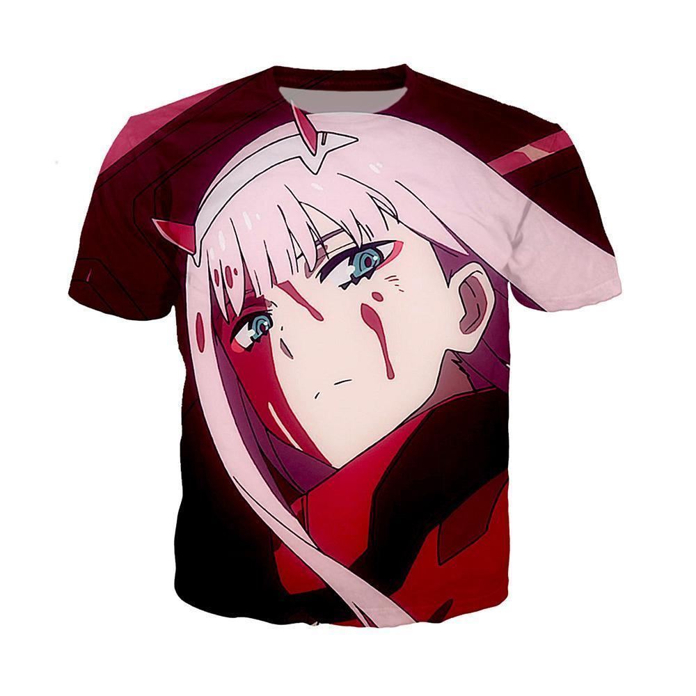 Anime Merchandise T-Shirt M Darling in the Franxx T-Shirt - Bloody Zero Two T-Shirt