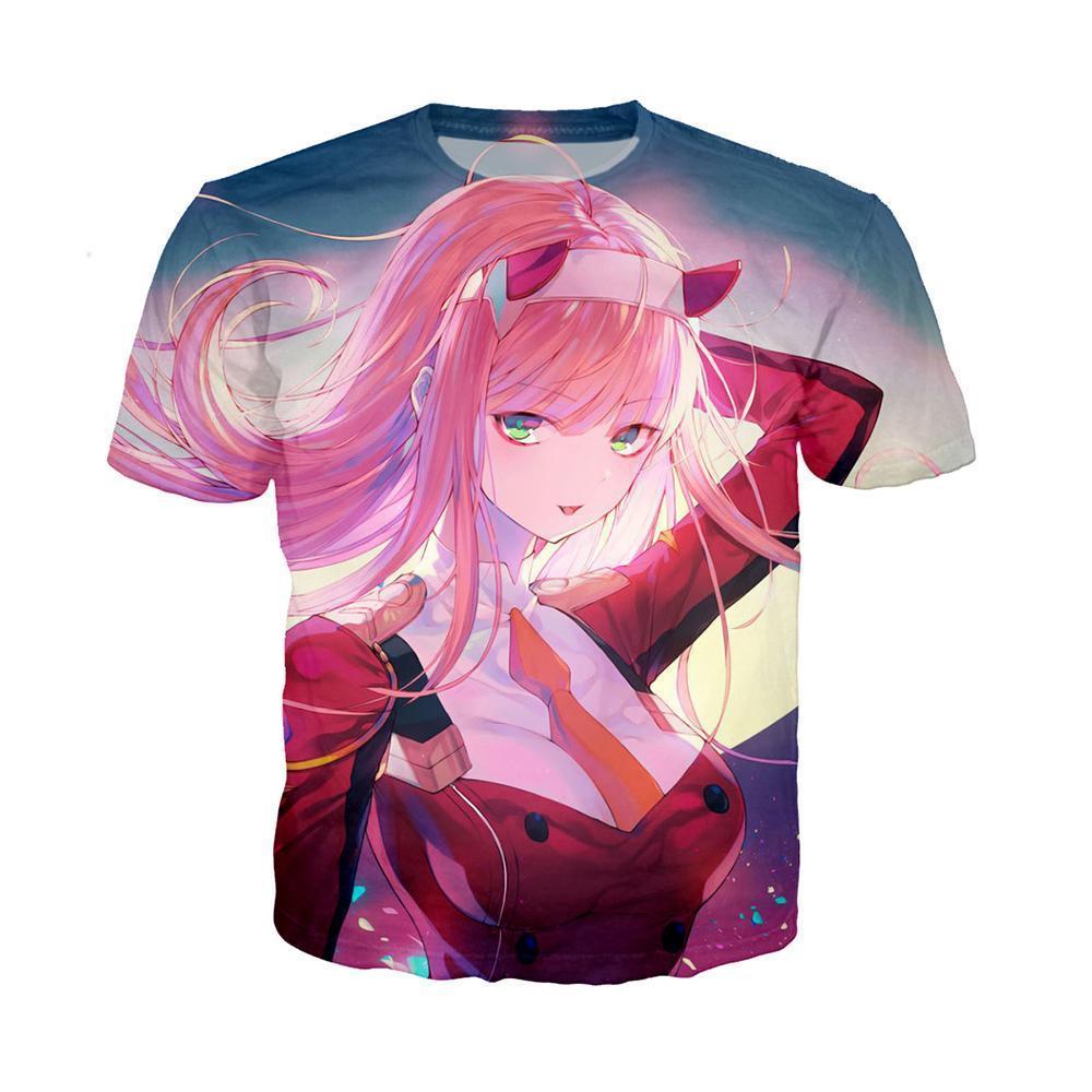 Anime Merchandise T-Shirt M Darling in the Franxx T-Shirt - Busty Zero Two T-Shirt
