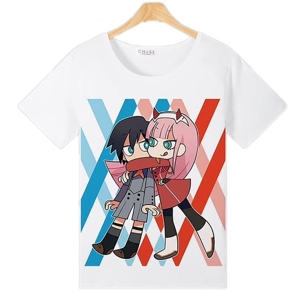 Anime Merchandise T-Shirt S Darling in the Franxx T-Shirt - Chibi Hiro & Zero Two T-Shirt