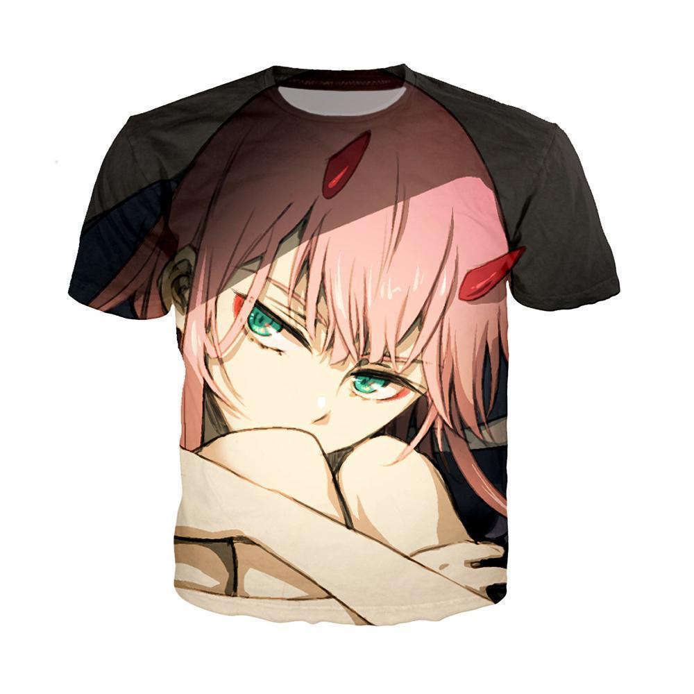 Anime Merchandise T-Shirt M Darling in the Franxx T-Shirt - Zero Two HIding T-Shirt