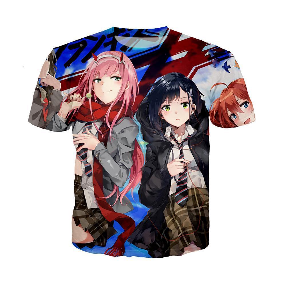 Anime Merchandise T-Shirt M Darling in the Franxx T-Shirt - Zero Two, Ichigo and Pilots T-Shirt