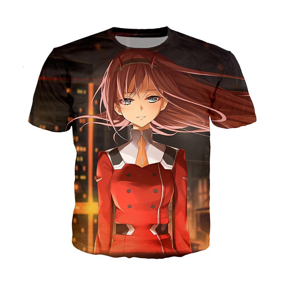 Anime Merchandise T-Shirt M Darling in the Franxx T-Shirt - Zero Two in City T-Shirt