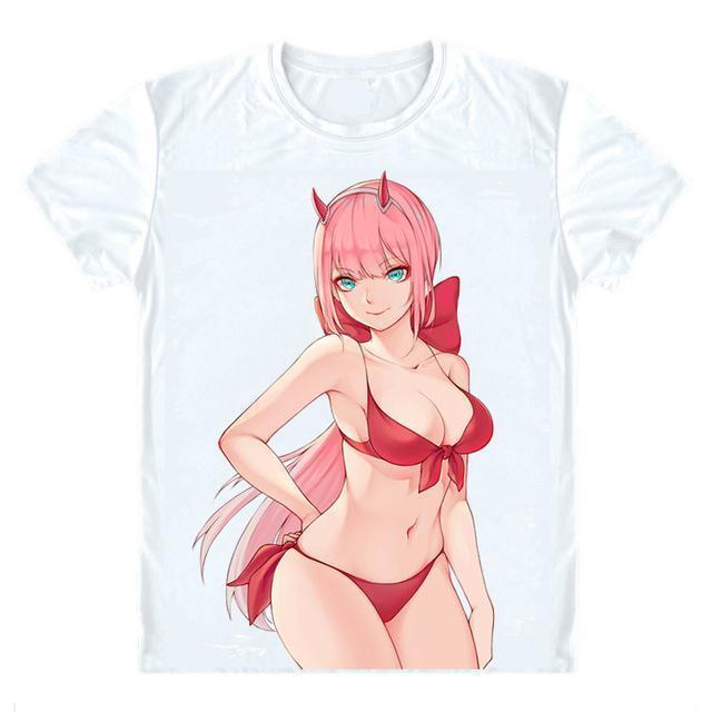 Anime Merchandise T-Shirt M Darling in the Franxx T-Shirt - Zero Two in Red Bikini T-Shirt