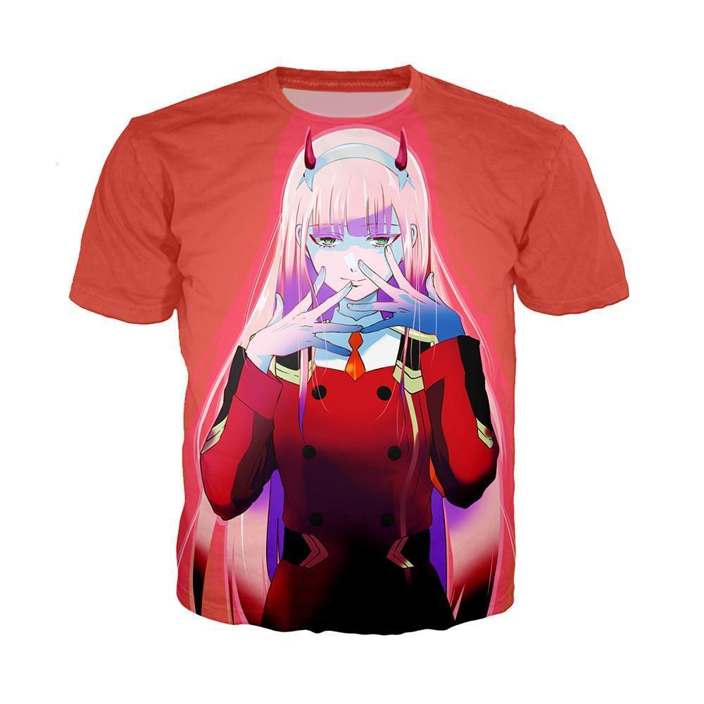 Anime Merchandise T-Shirt M Darling in the Franxx T-Shirt - Zero Two in Uniform T-Shirt