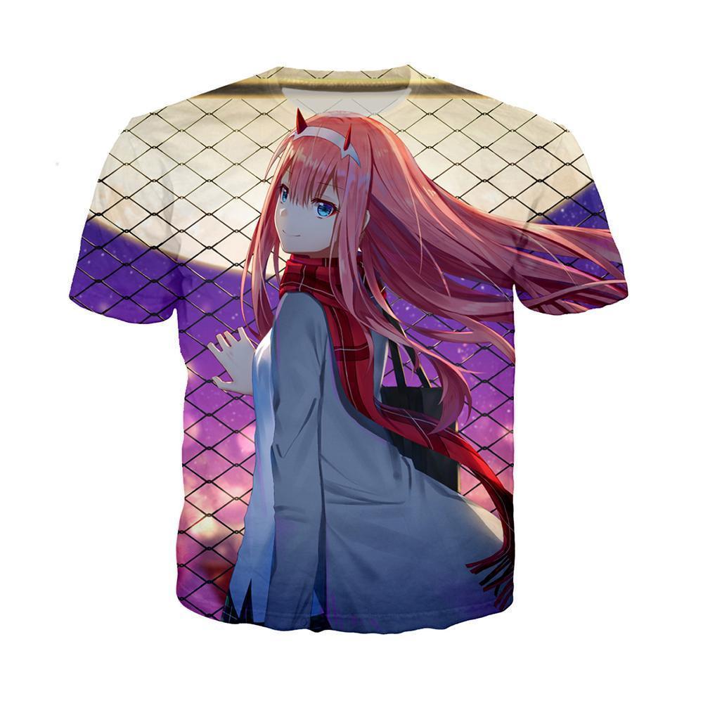 Anime Merchandise T-Shirt M Darling in the Franxx T-Shirt - Zero Two Looking Over Shoulder T-Shirt
