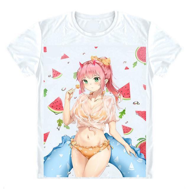 Anime Merchandise T-Shirt M Darling in the Franxx T-Shirt - Zero Two Pool Party T-Shirt