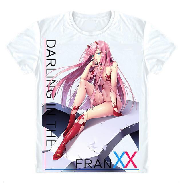 Anime Merchandise T-Shirt L Darling in the Franxx T-Shirt - Zero Two Ripped Uniform T-Shirt
