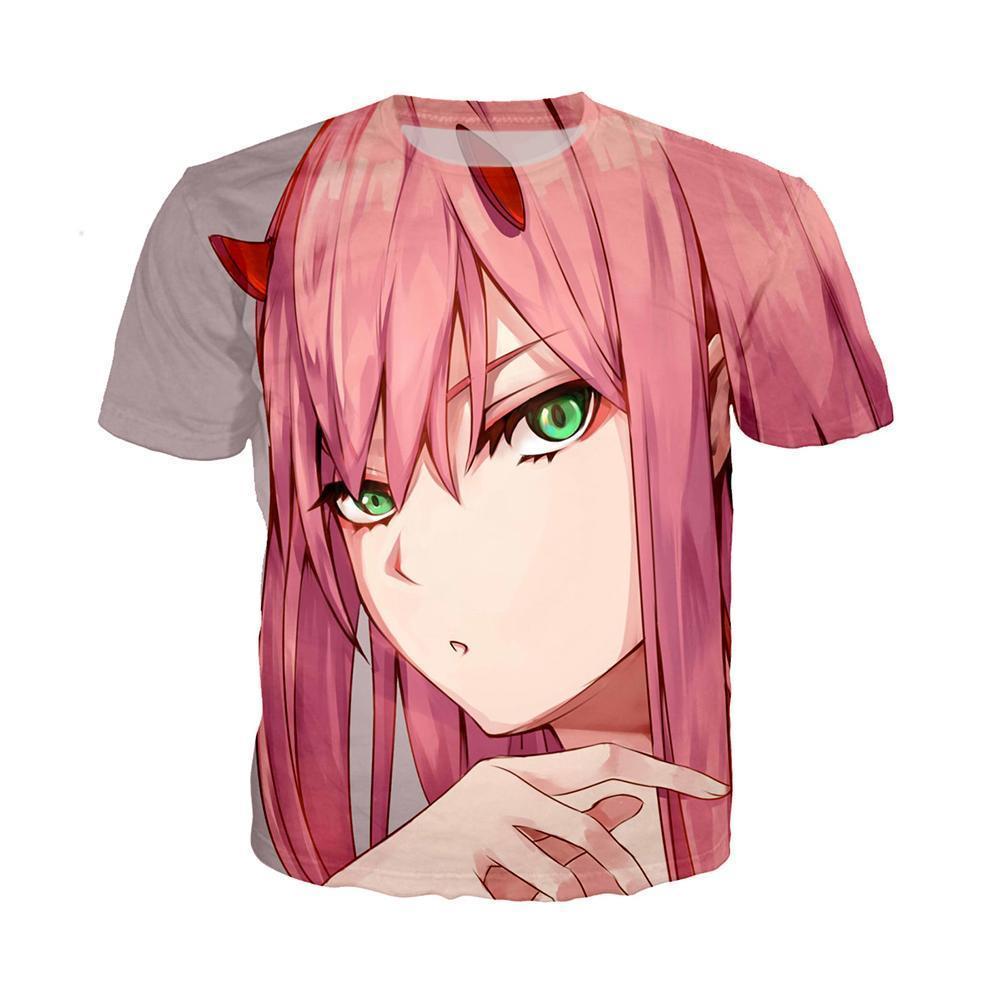 Anime Merchandise T-Shirt M Darling in the Franxx T-Shirt - Zero Two's Green Eyes T-Shirt