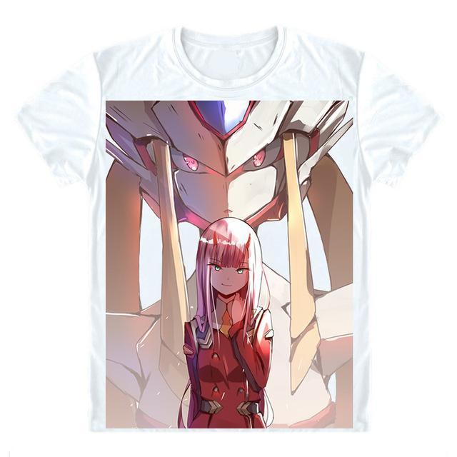 Anime Merchandise T-Shirt M Darling in the Franxx T-Shirt - Zero Two & Strelizia T-Shirt