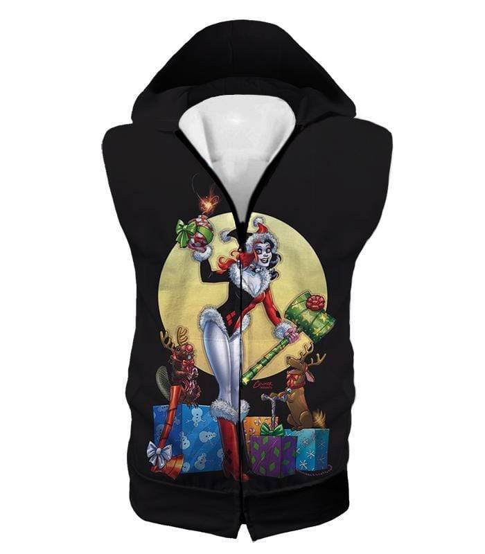 OtakuForm-OP Sweatshirt Hooded Tank Top / XXS DCs Ultimate Villain Harley Quinn Christmas Promo Cool Black Sweatshirt
