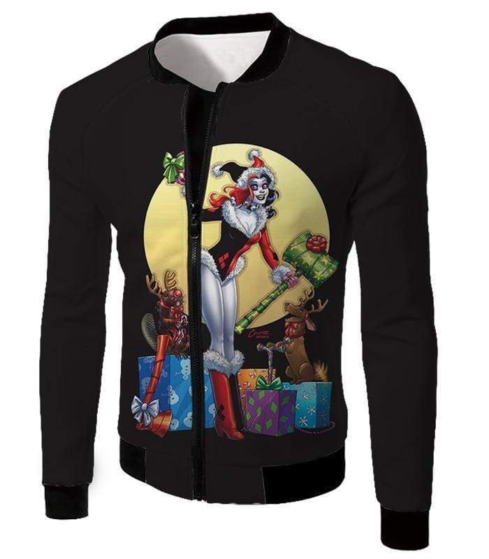 OtakuForm-OP Sweatshirt Jacket / XXS DCs Ultimate Villain Harley Quinn Christmas Promo Cool Black Sweatshirt