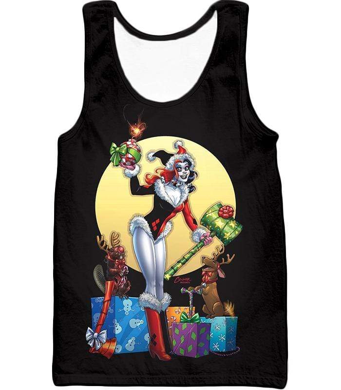 OtakuForm-OP T-Shirt Tank Top / XXS DCs Ultimate Villain Harley Quinn Christmas Promo Cool Black T-Shirt