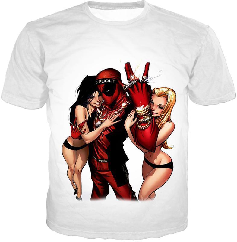 OtakuPlan T-Shirt T-Shirt / XXS Dead Pool T-Shirt - Playboy Hero Deadpool White T-Shirt