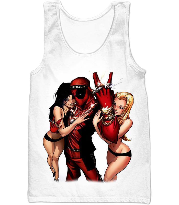 OtakuPlan T-Shirt Tank Top / XXS Dead Pool T-Shirt - Playboy Hero Deadpool White T-Shirt